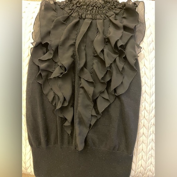 Tracy M Tops - RUFFLE front black top